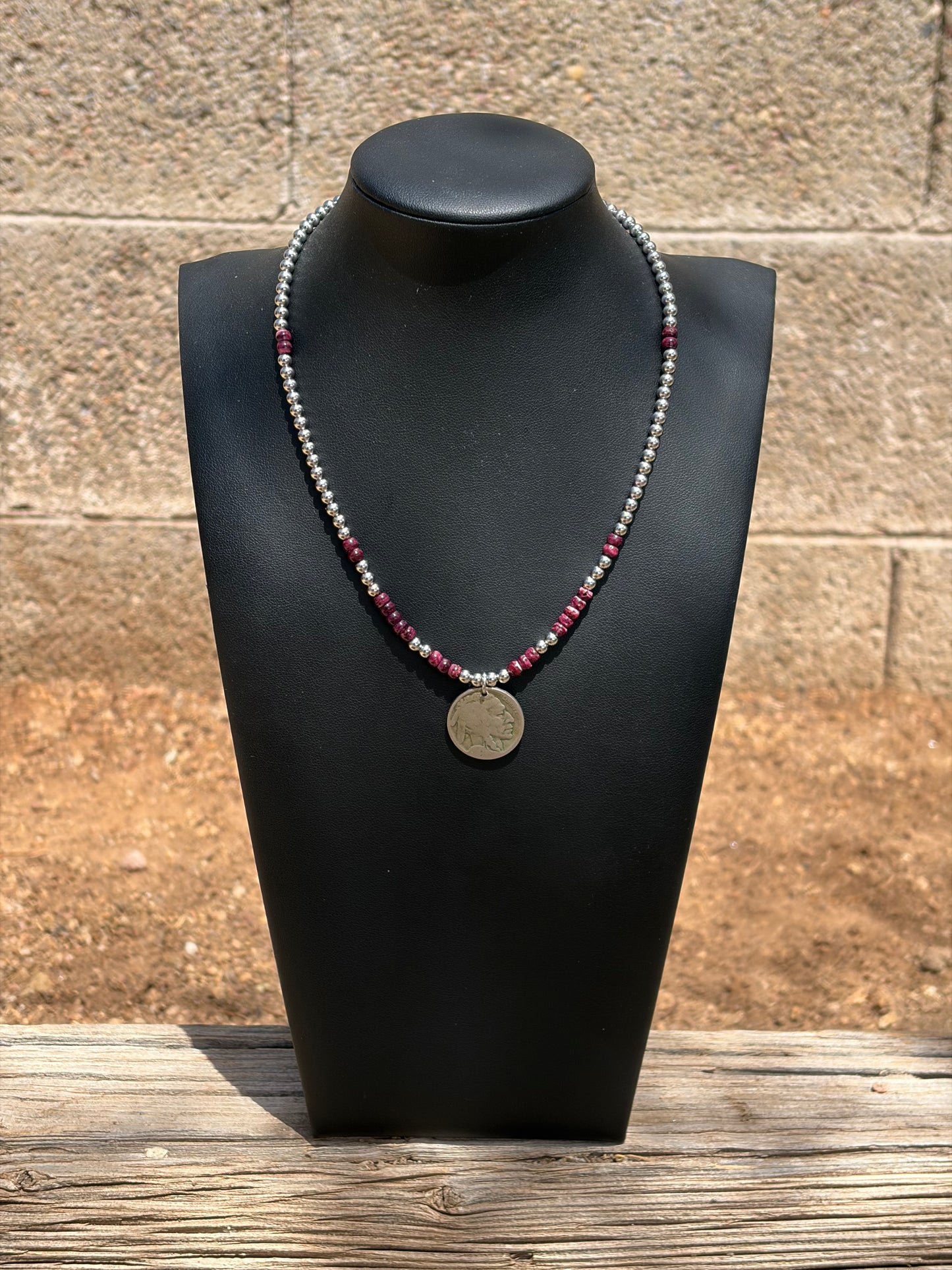 Purple Spiny Buffalo Nickel Necklace