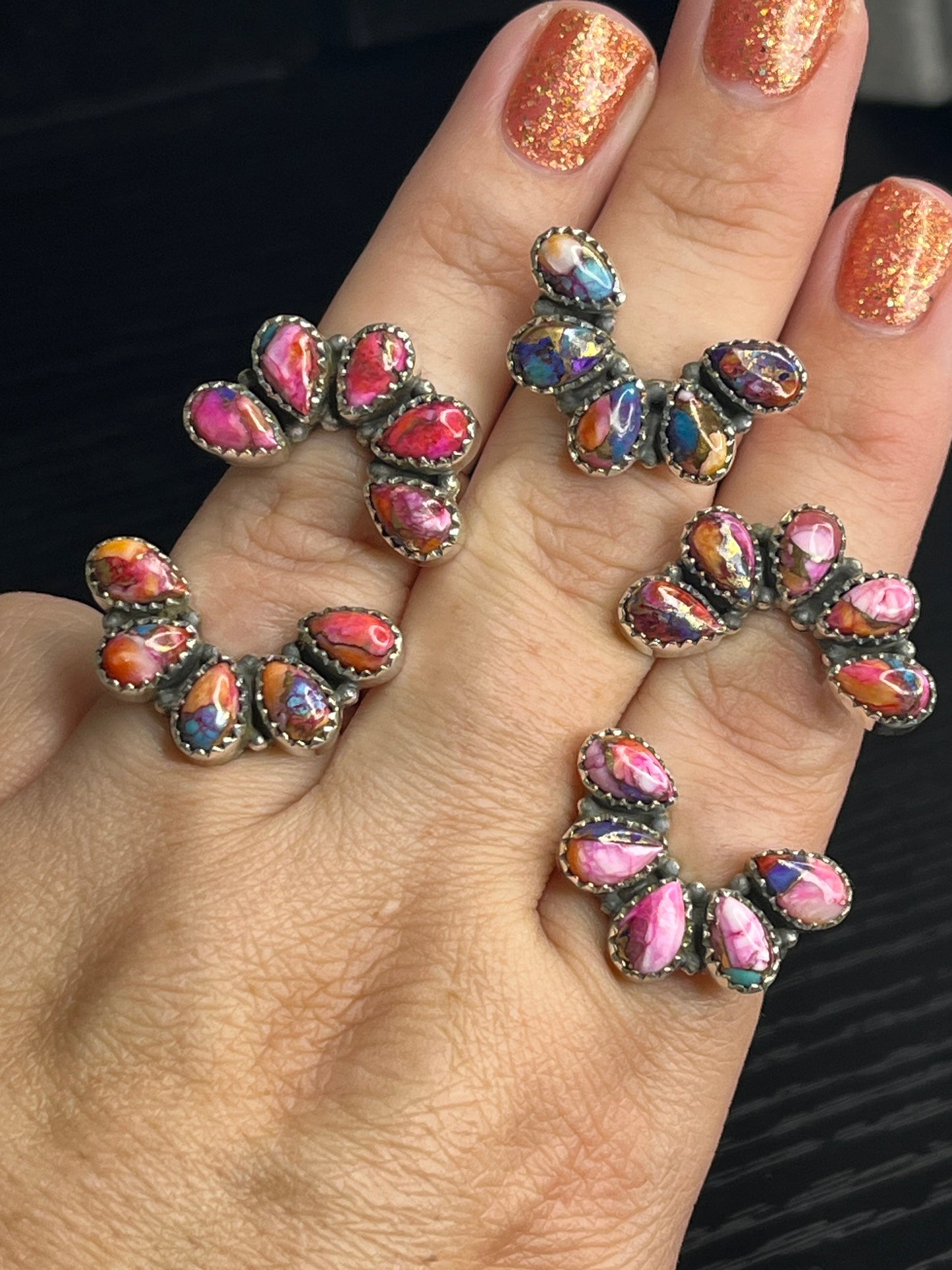 Pink Dahlia Mini-Naja Rings
