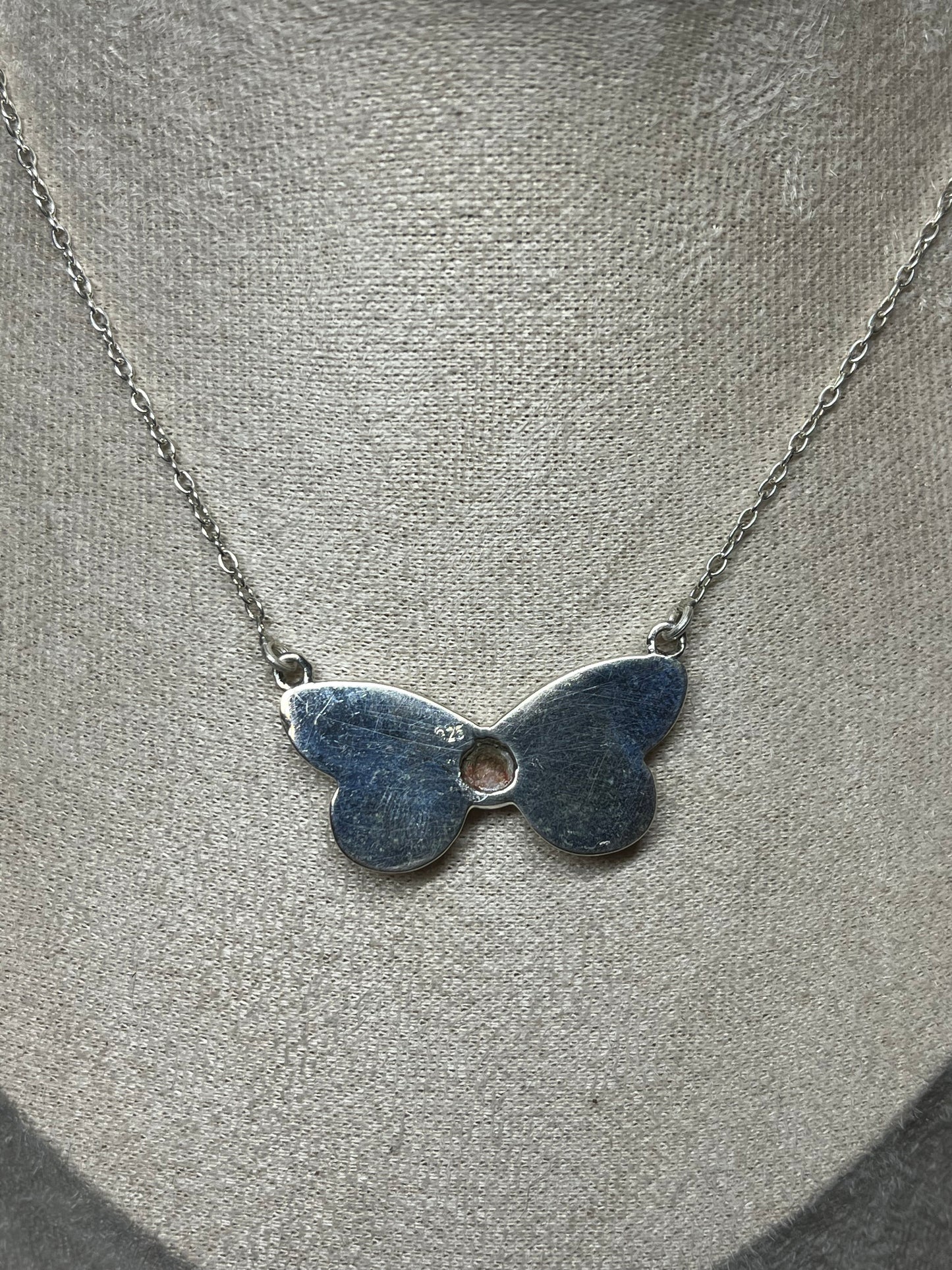 Pink Copper Turquoise Butterfly Necklace