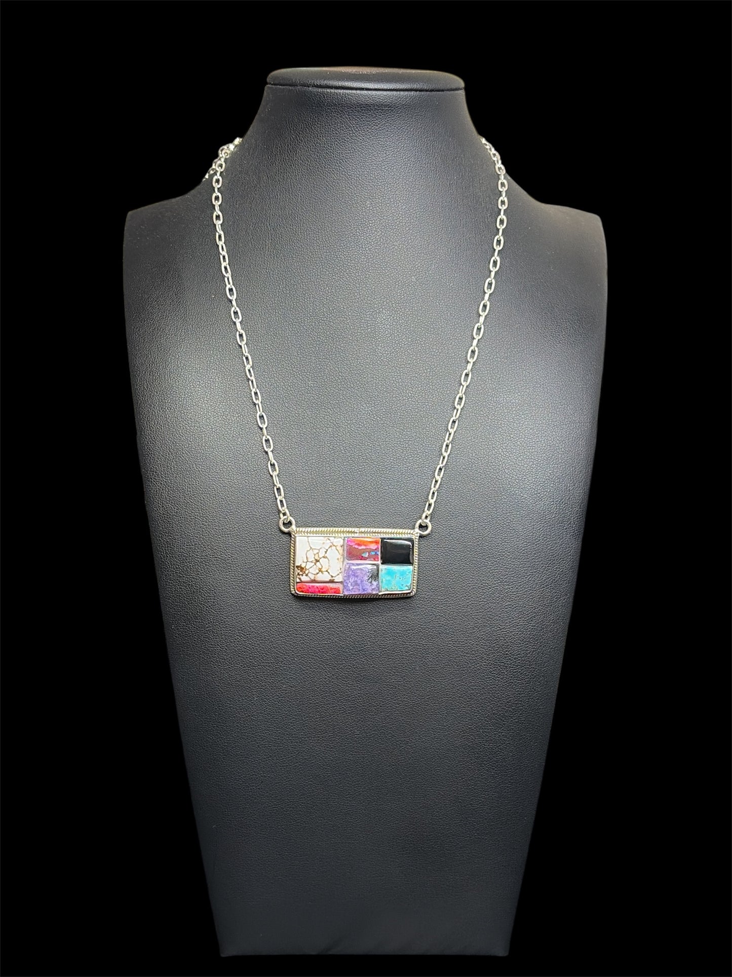 Multi-Stone Cobblestone Bar Necklace