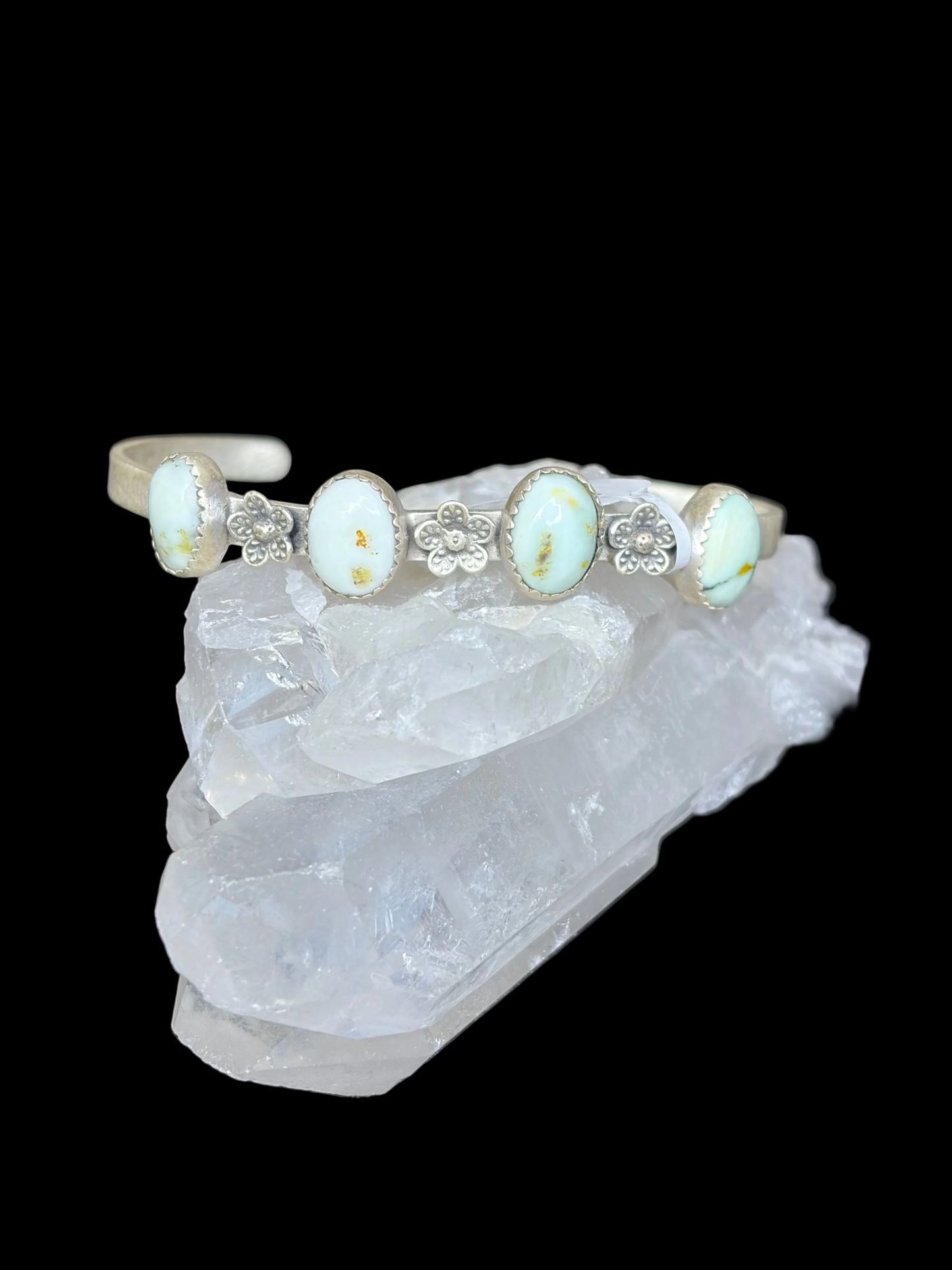 Palomino Variscite & Flower Cuff Bracelet