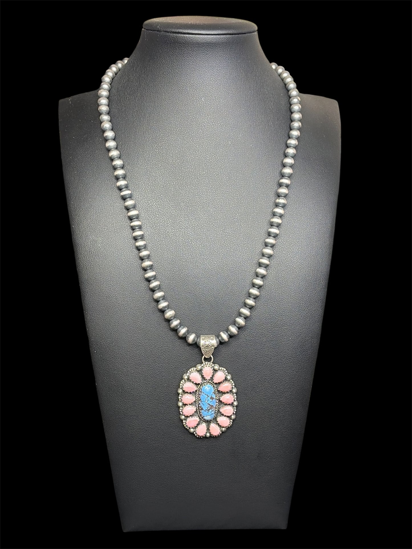 Handcrafted Golden Hills & Pink Conch Statement Pendant