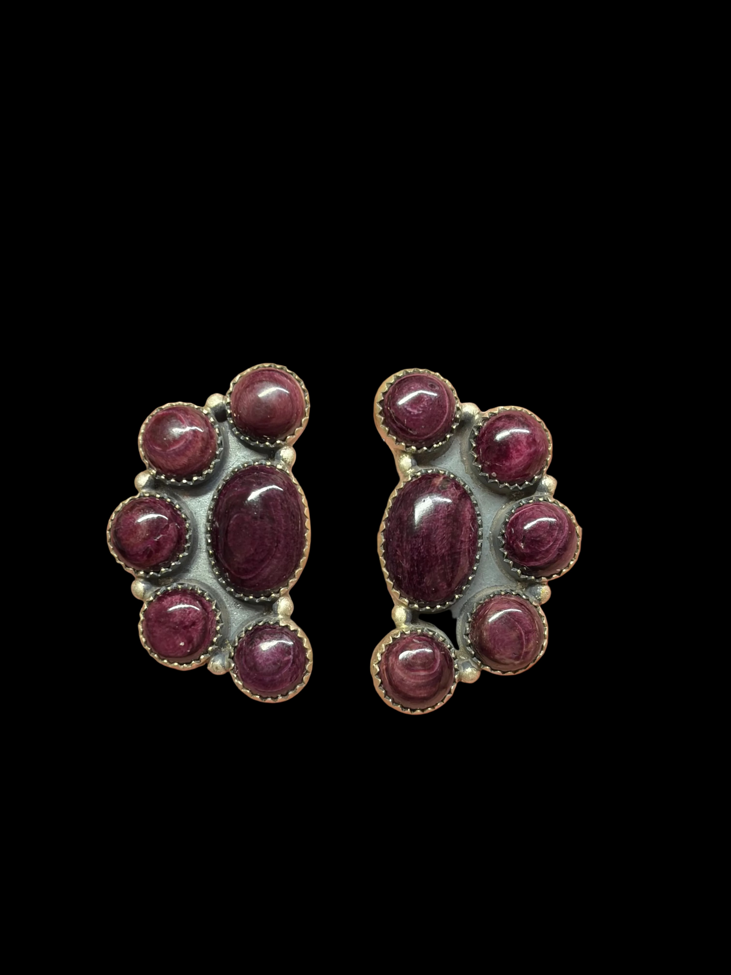 Purple Spiny Half Cluster Earrings