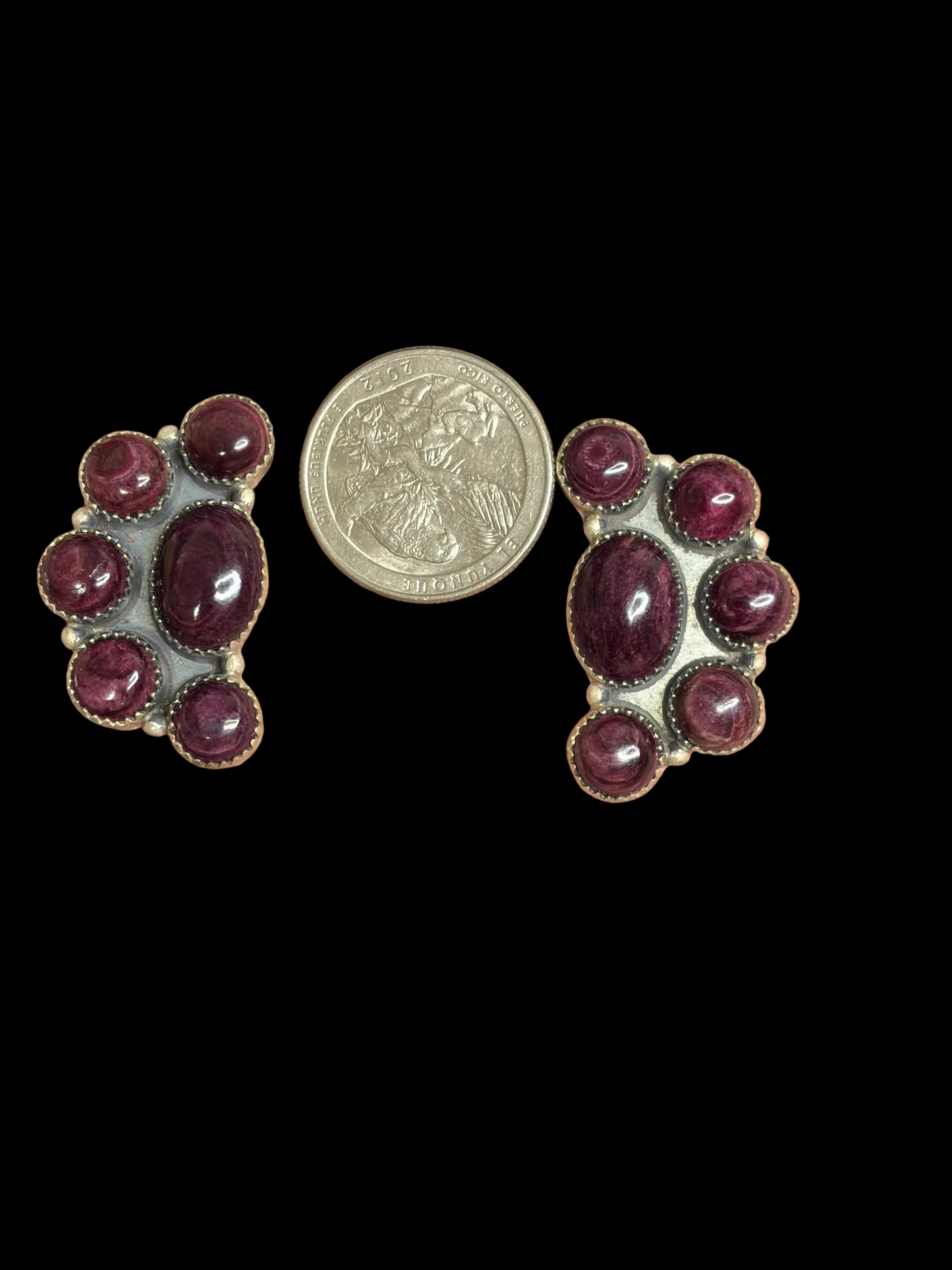 Purple Spiny Half Cluster Earrings