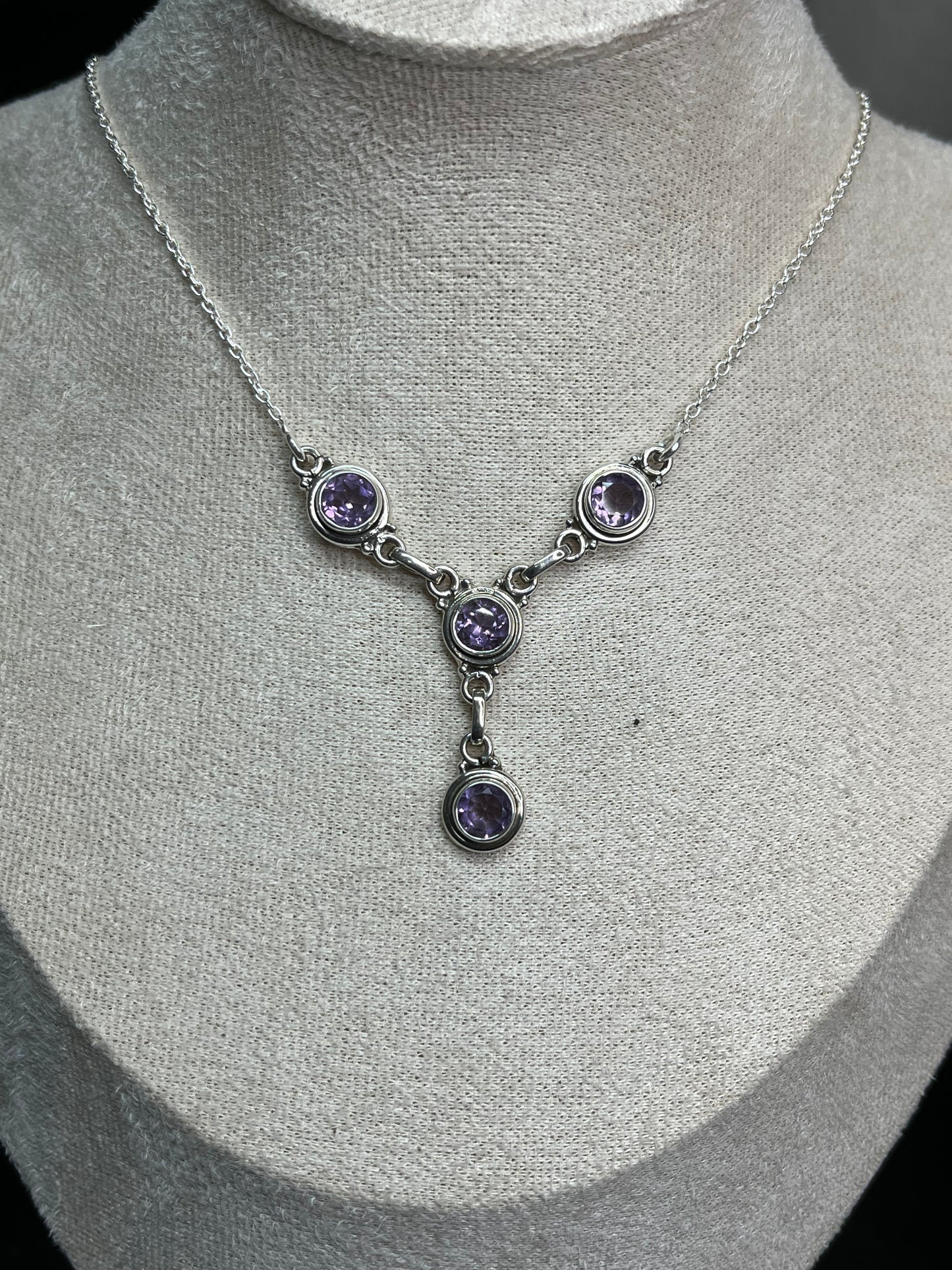 Sterling Silver Y-drop Gemstone Necklaces 16”-18”