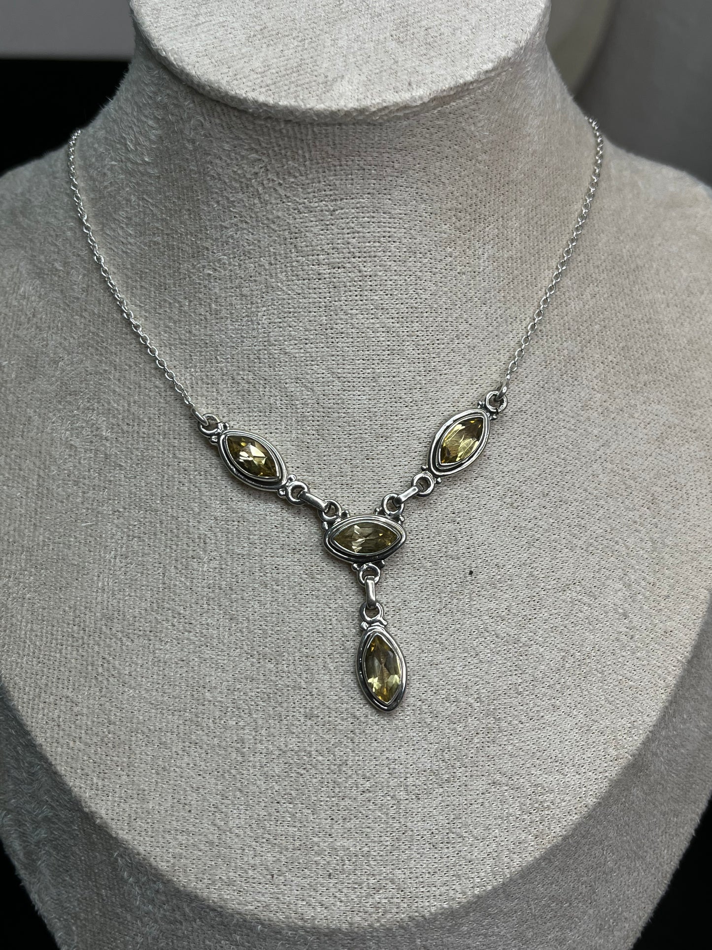 Sterling Silver Y-drop Gemstone Necklaces 16”-18”