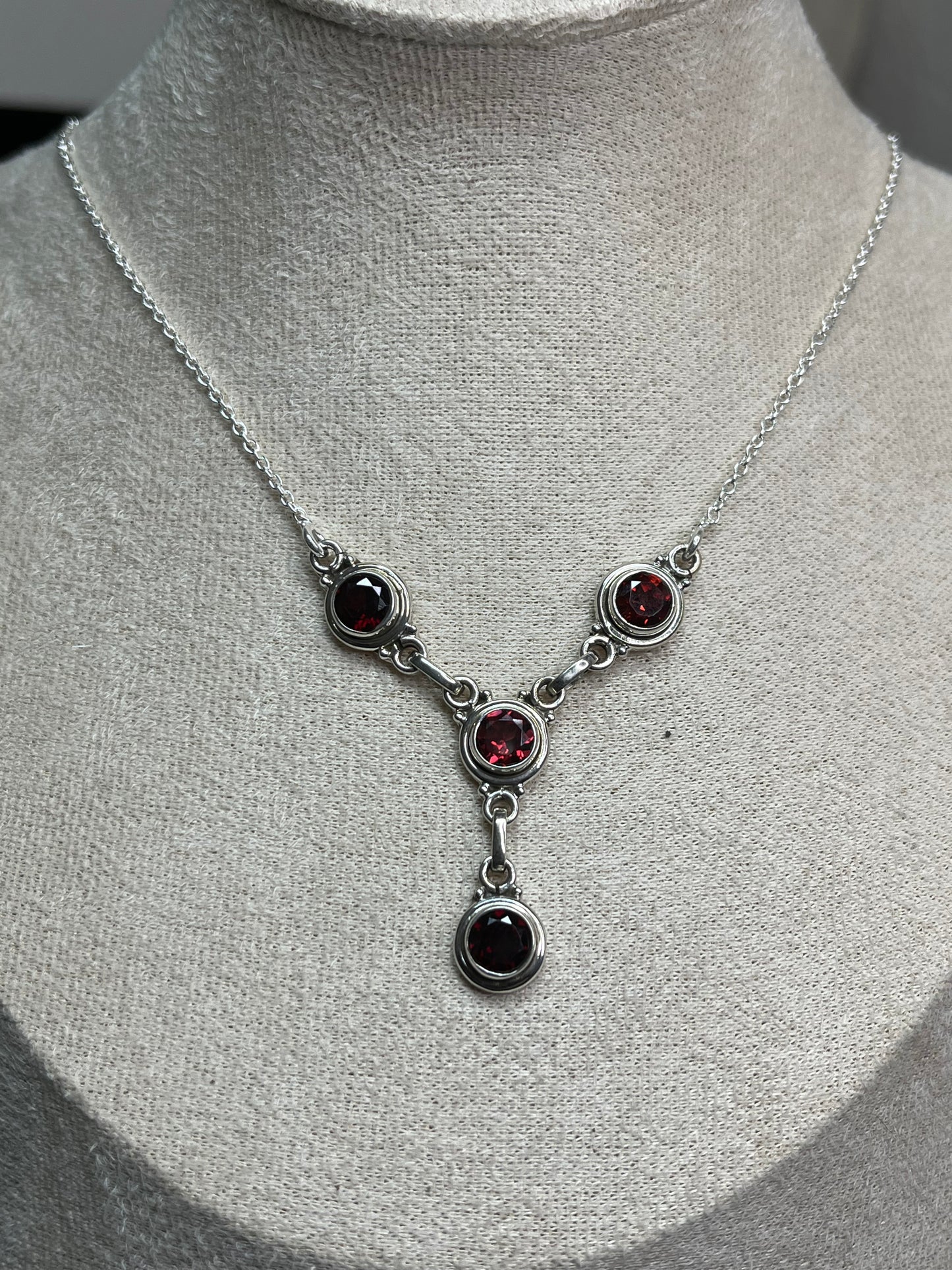 Sterling Silver Y-drop Gemstone Necklaces 16”-18”