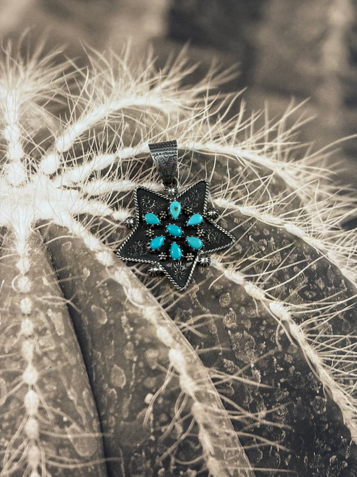 Handcrafted Kingman Turquoise Star Pendant