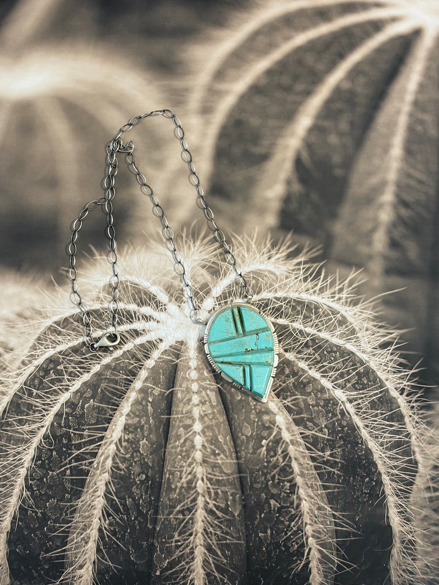 Navajo - Steve Francisco - Carved No.8 Turquoise Necklace