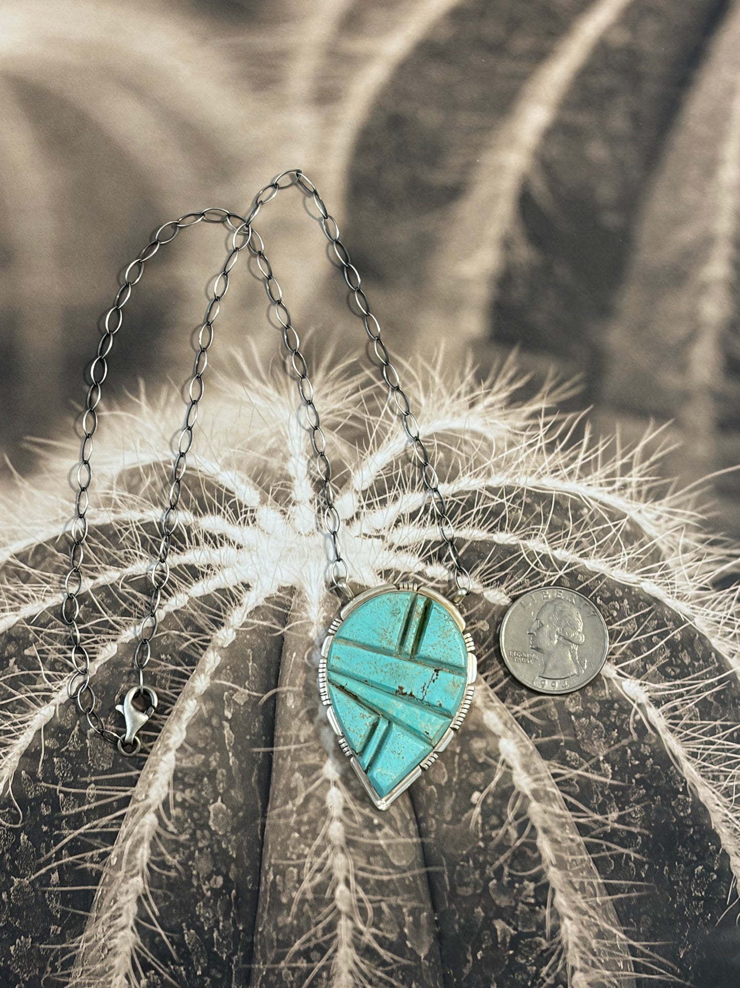 Navajo - Steve Francisco - Carved No.8 Turquoise Necklace