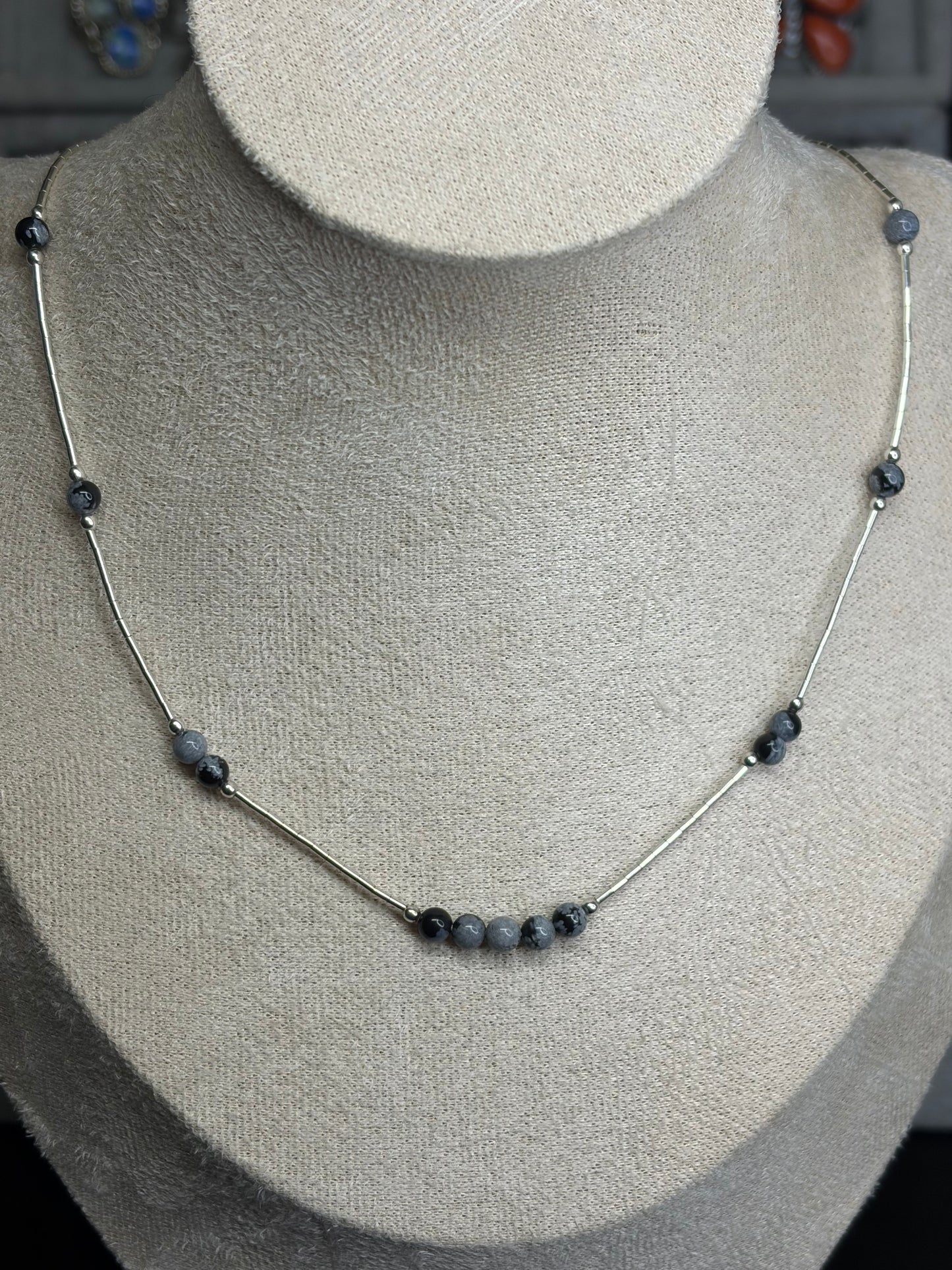 16” Liquid Silver & Natural Stone Necklaces