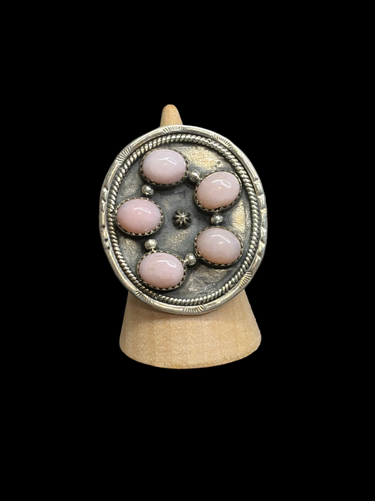 Handmade Natural Pink Opal Ring - Adjustable
