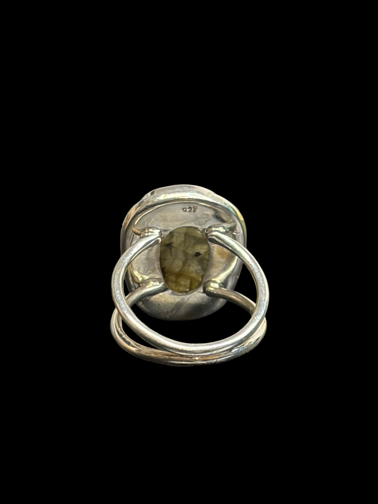 Carved Labradorite Sterling Silver Ring - size 7