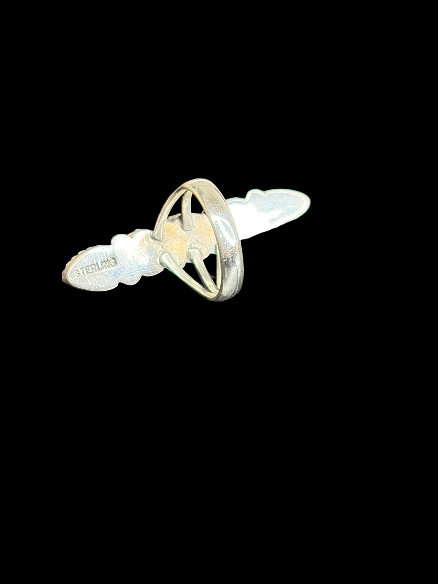 Handcrafted Kingman Turquoise Crawler Ring - size 7