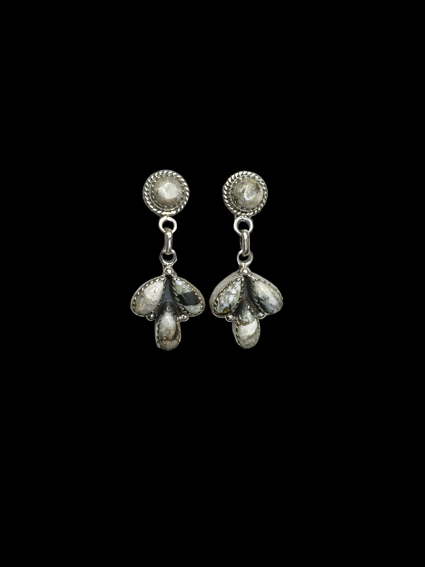 White Buffalo Post-back Dangle Earrings