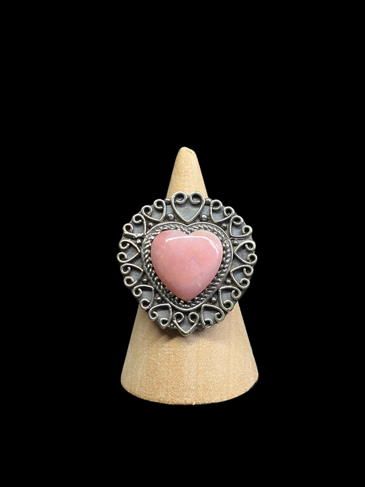 Pink Opal Heart Statement Ring
