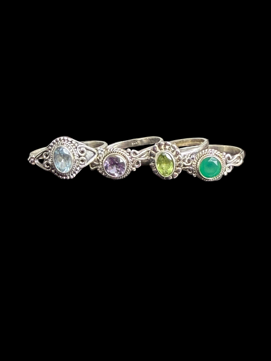 Dainty Gemstone Rings - size 11