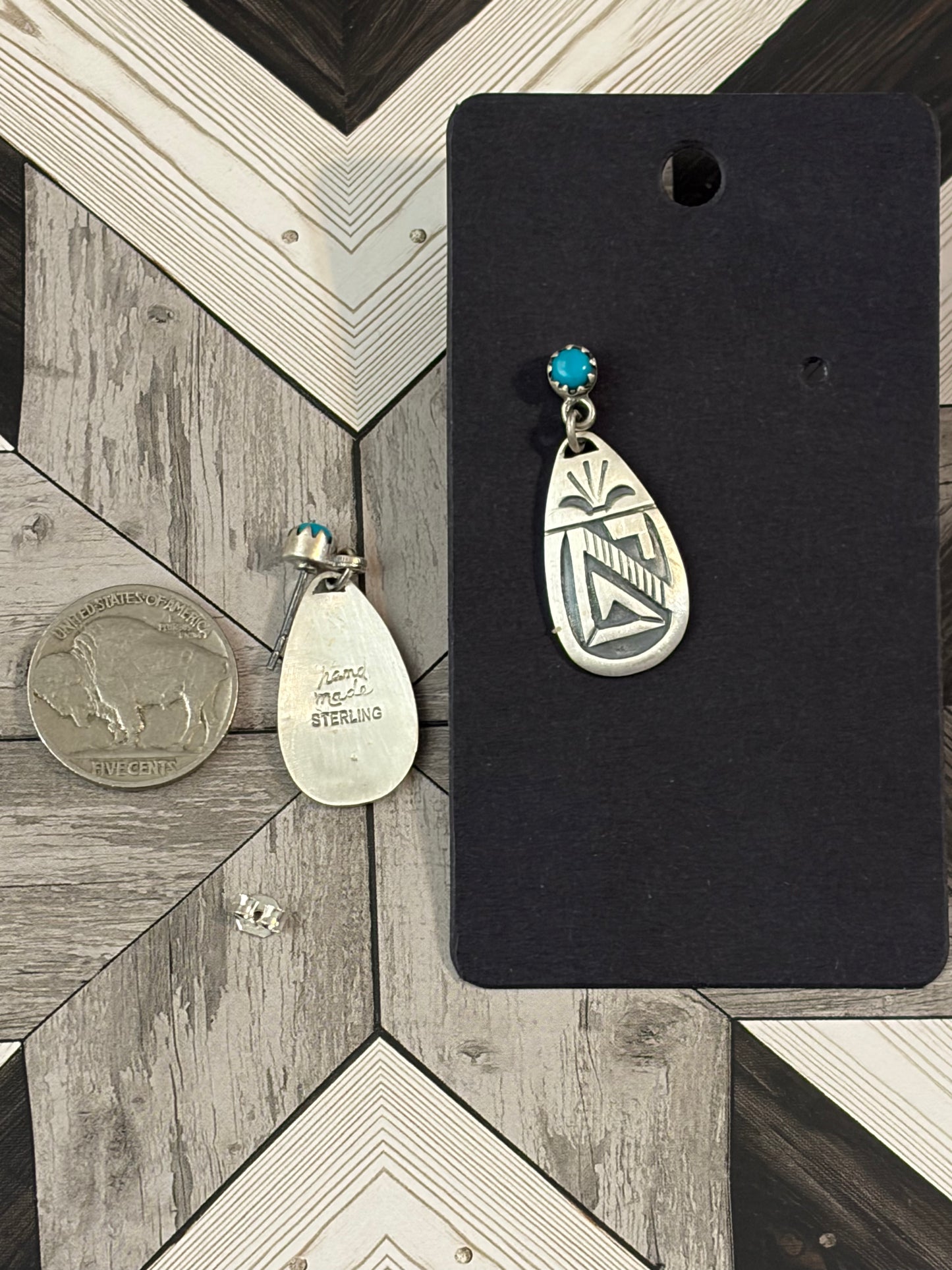 Handcrafted Kingman Turquoise With Southwest Dangle Earrings