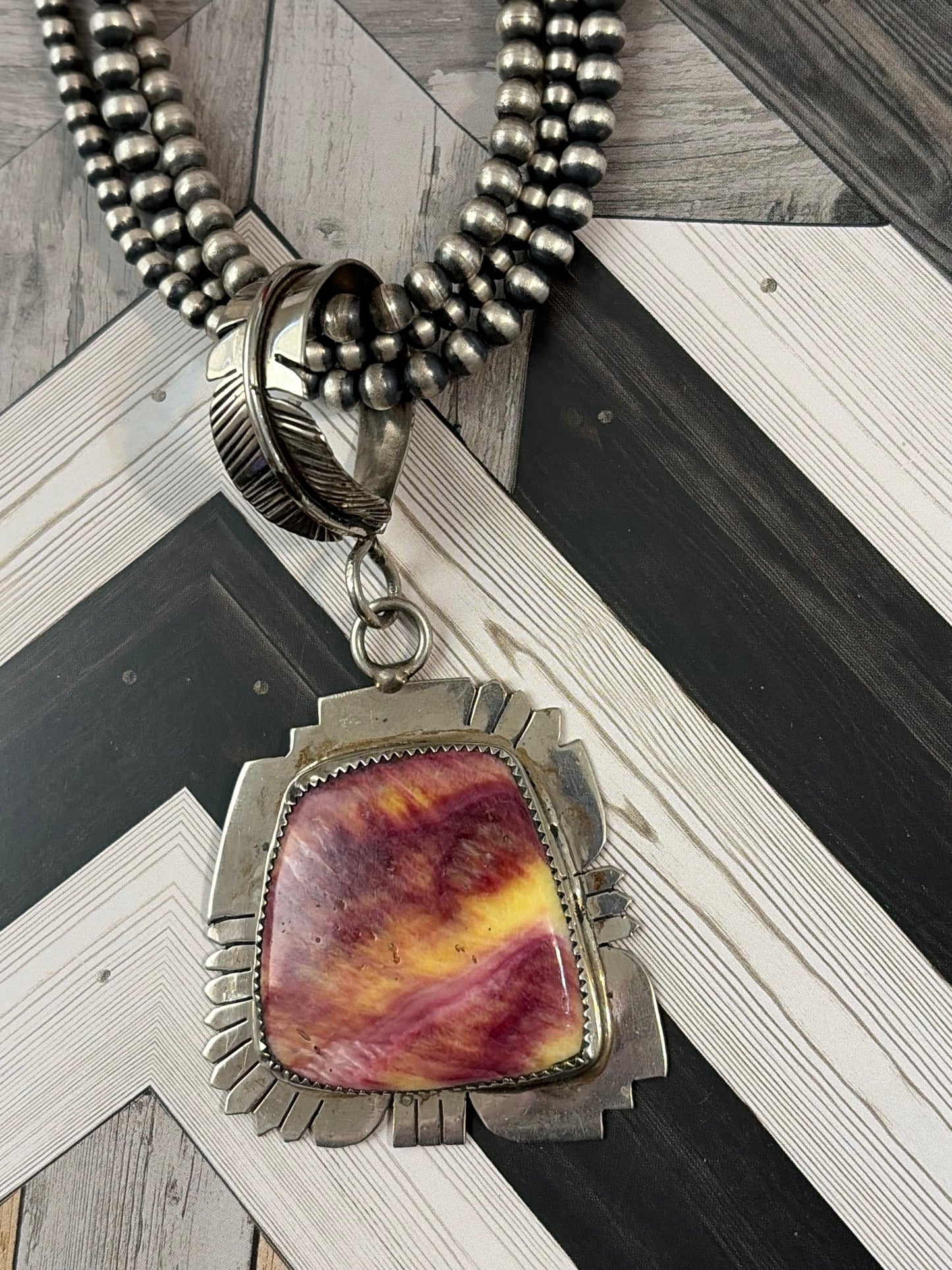 Stunning Vintage Sunset Spiny Oyster Statement Pendant