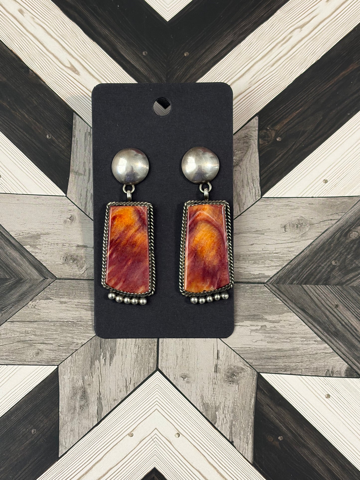 Stunning Vintage Sunset Spiny Oyster Statement Earrings