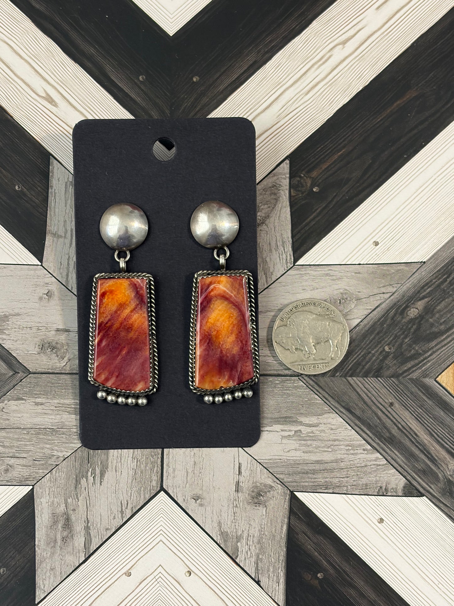 Stunning Vintage Sunset Spiny Oyster Statement Earrings
