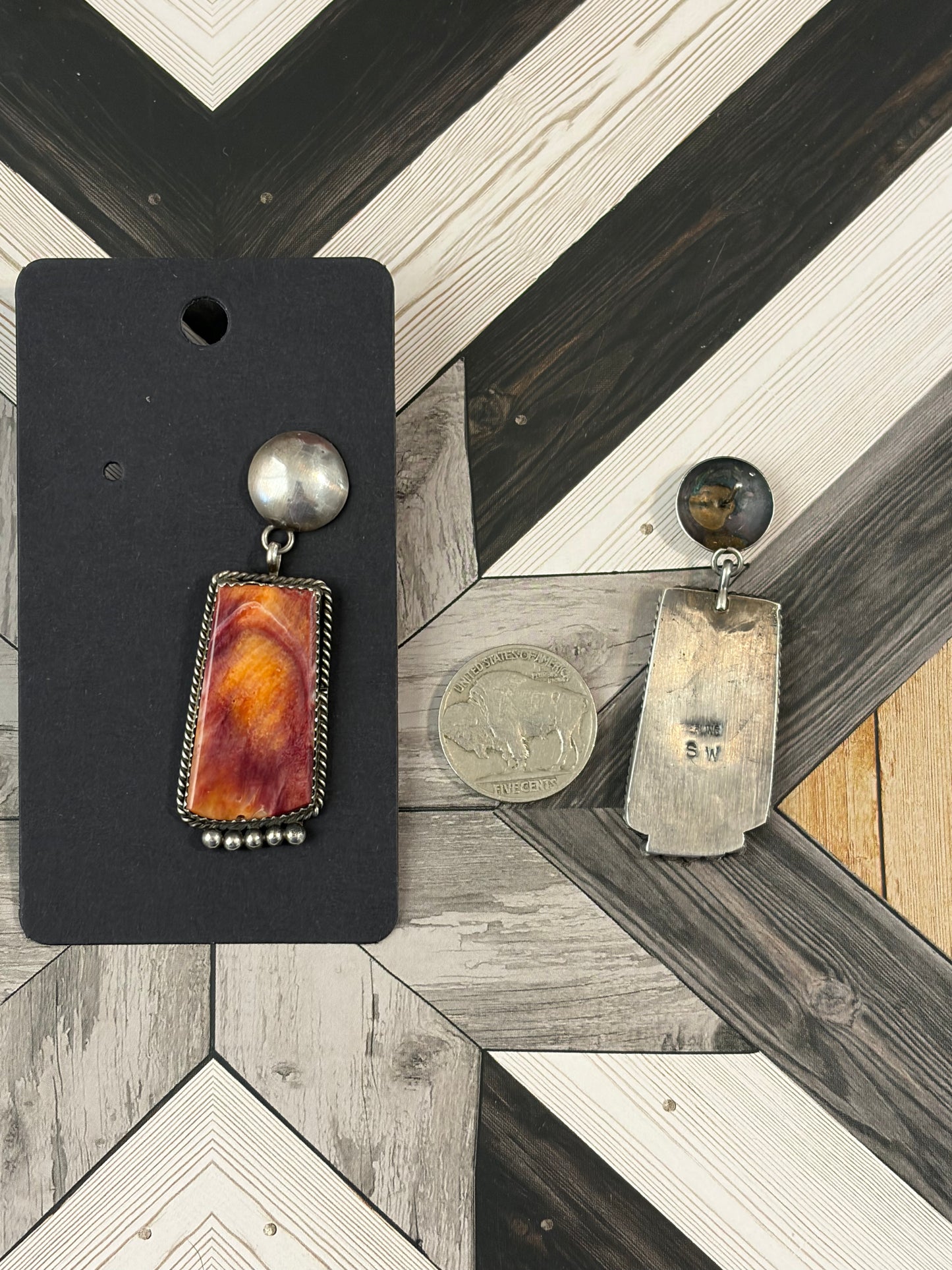 Stunning Vintage Sunset Spiny Oyster Statement Earrings