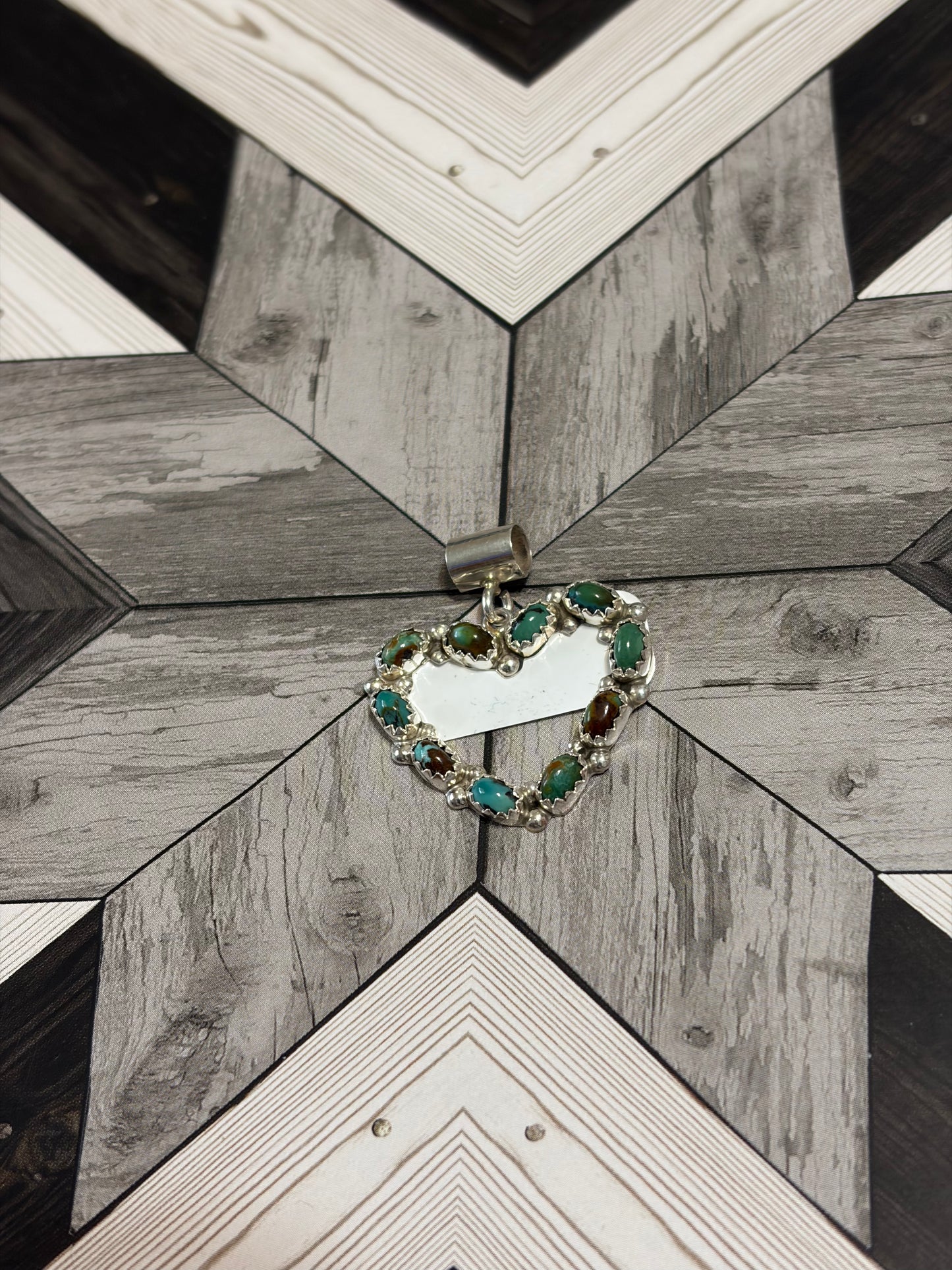 Navajo - Martin Perry - Kingman Turquoise Heart Pendant