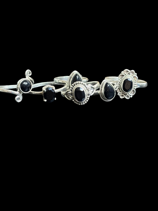 Black Onyx Sterling Silver Rings