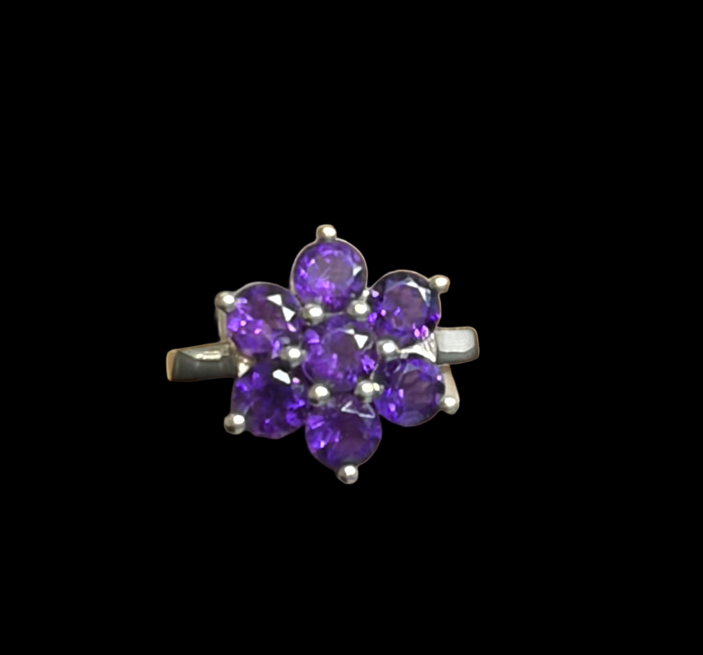 Amethyst Flower Ring - size 7.5