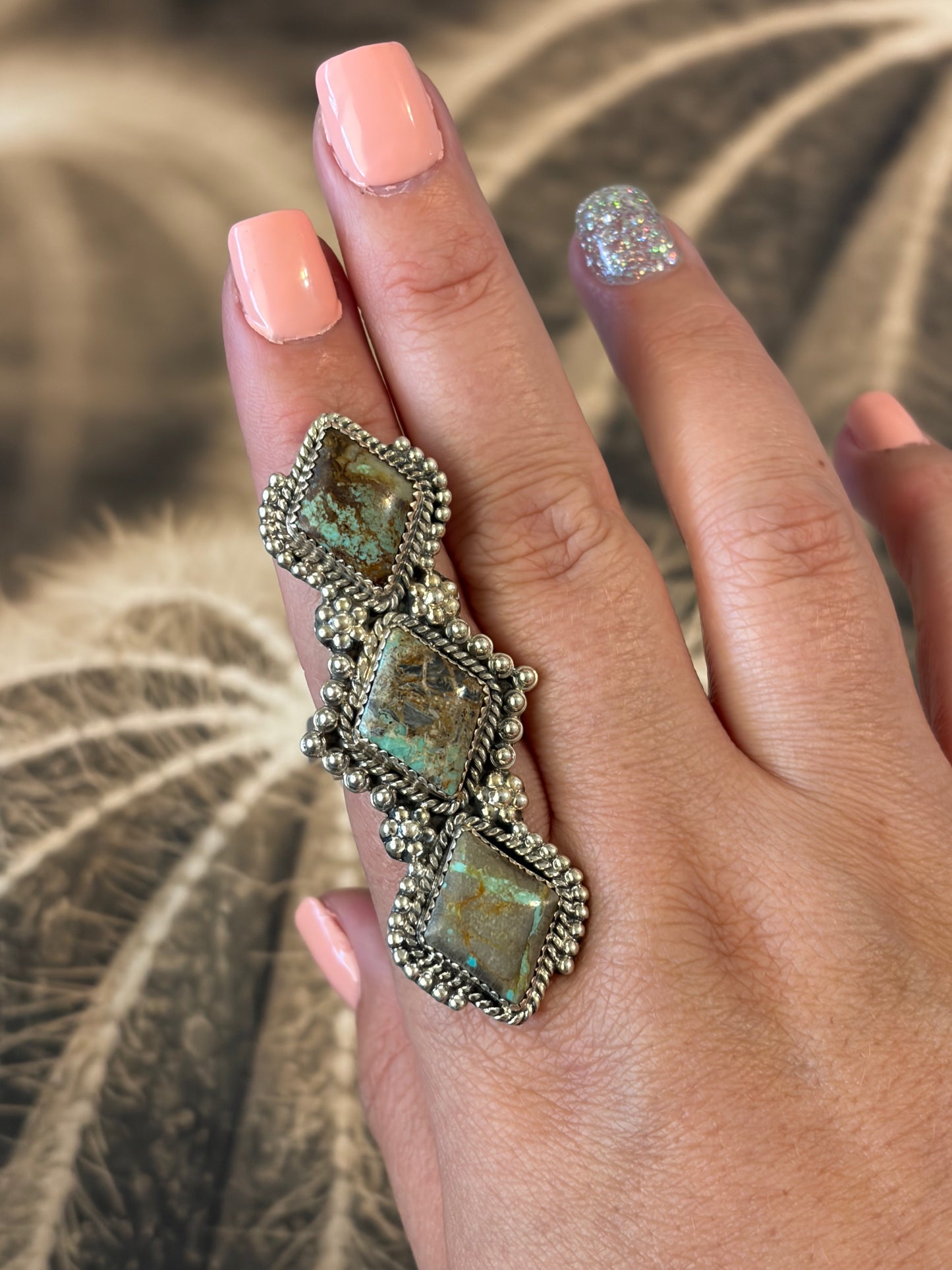 No.8 Turquoise Statement Ring - Adjustable