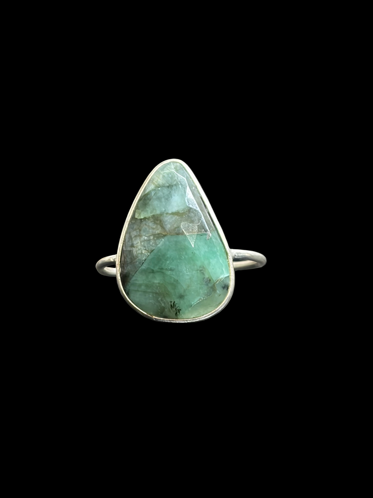 Natural Stone Sterling Silver Flat Stacker Rings