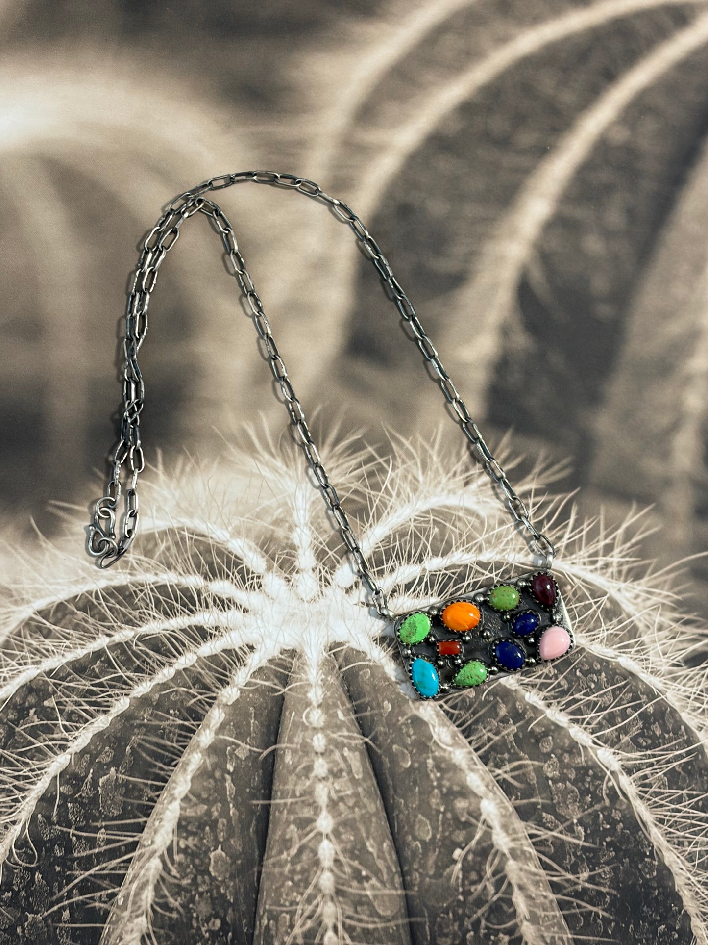 Handcrafted Multi-Stone Bar Necklace