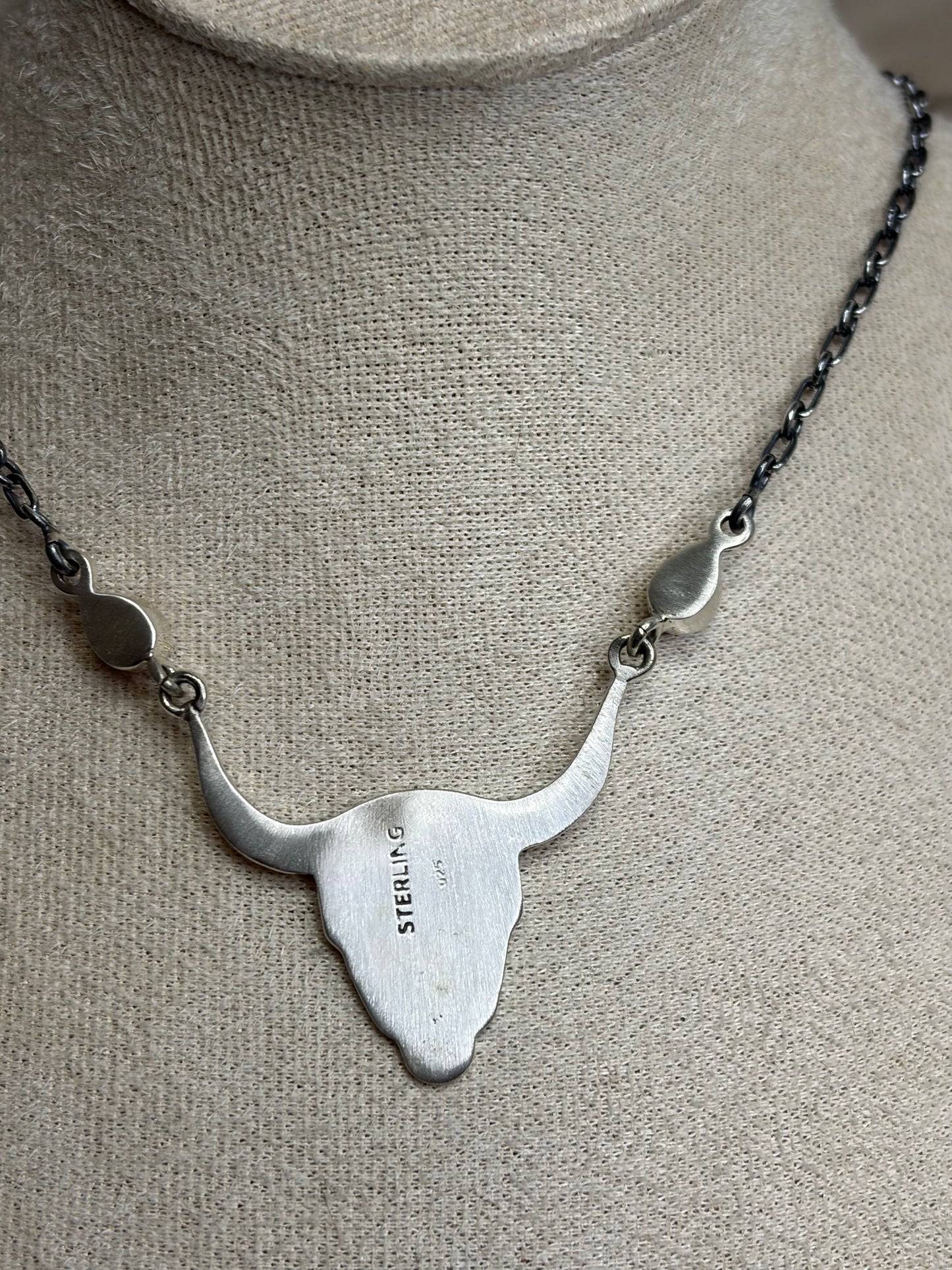 Pink Dahlia Steer Head Necklace