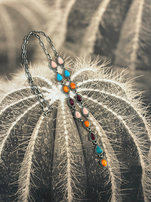 Handcrafted Multi-Stone Statement Lariat